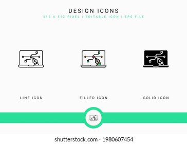 Design icons set vector illustration with solid icon line style. Color palette art concept. Editable stroke icon on isolated background for web design, user interface, and mobile application