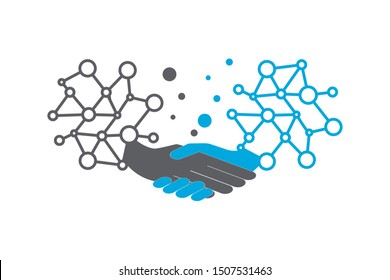 Design Icons shake hands, digital technology logos