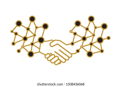 Design Icons shake hands, digital technology logos