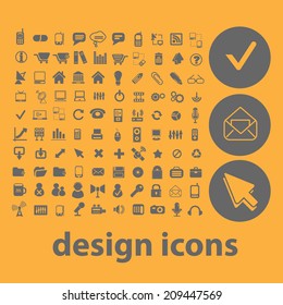 design icons, signs, objects set, vector