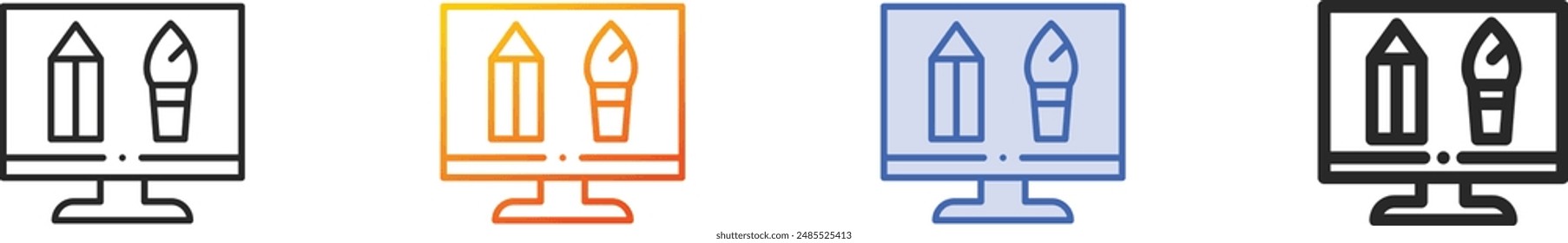 design icon.Thin Linear, Gradient, Blue Stroke and bold Style Design Isolated On White Background