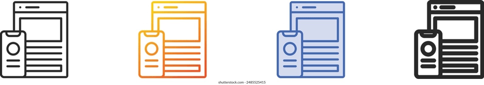 design icon.Thin Linear, Gradient, Blue Stroke and bold Style Design Isolated On White Background