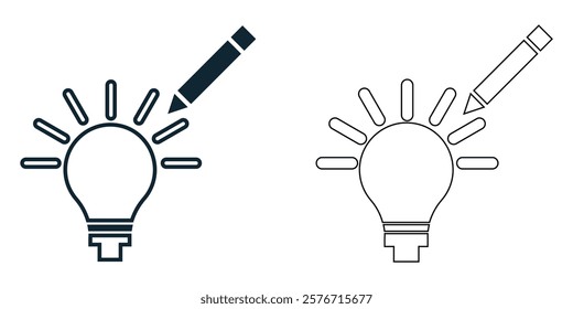 design idea, for illustrating creativity, innovation, and brainstorming concepts, pictogram symbol ui and ux design, glyphs and stroke line