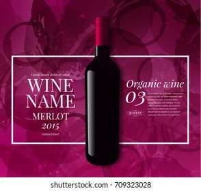Design idea for presentation of wine bottles. Design elements separated by layers. Vector illustration