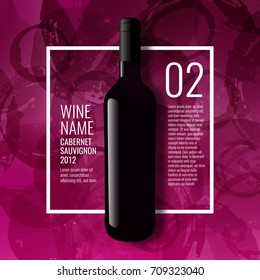 Design idea for presentation of wine bottles. Design elements separated by layers. Vector illustration