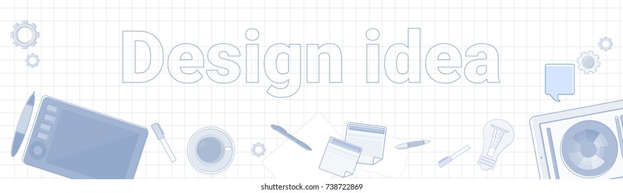 Design Idea Word On Squared Background Horizontal Banner Graphic Production Concept Vector Illustration