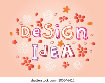 design and idea words in red and peach colors