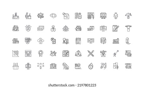 Design-Ideen, Linearsymbole, Zeilenanordnung, Vektorgrafik-Sammlung