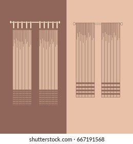 design ideas realistic icons collection isolated vector illustration  curtains and draperies interior decoration 