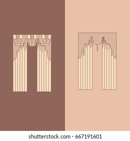 design ideas realistic icons collection isolated vector illustration  curtains and draperies interior decoration 