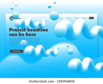 Design Ideas simple landing page business with super liquid color blue sea,10eps