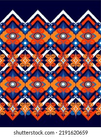 Design ikat pattern abstract geometric ikat ethnic, folk pattern Aztec style, Gyp sy, Mexican, Indian, Scandinavian, design ikat for background, wallpaper, carpet, wrapping, fabric, textile fashion. 	