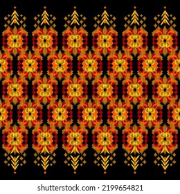 Design ikat pattern abstract geometric ikat ethnic, folk pattern Aztec style, Gyp sy, Mexican, Indian, Scandinavian, design ikat for background, wallpaper, carpet, wrapping, fabric, textile fashion. 