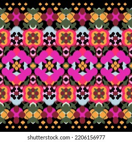 Design ikat pattern abstract geometric ikat ethnic, folk pattern Aztec style, Gyp sy, Mexican, Indian, Scandinavian, design ikat for background, wallpaper, carpet, wrapping, fabric, textile fashion. 