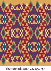 Design ikat pattern abstract geometric ikat ethnic, folk pattern Aztec style, Gyp sy, Mexican, Indian, Scandinavian, design ikat for background, wallpaper, carpet, wrapping, fabric, textile fashion. 