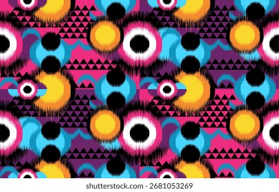 Design ikat pattern abstract geometric ikat ethnic, folk pattern Aztec style, Gyp sy, Mexican, Indian, Scandinavian, design ikat for background, wallpaper, carpet, wrapping, fabric, textile fashion. 