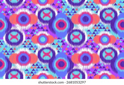 Design ikat pattern abstract geometric ikat ethnic, folk pattern Aztec style, Gyp sy, Mexican, Indian, Scandinavian, design ikat for background, wallpaper, carpet, wrapping, fabric, textile fashion. 