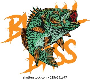 design illustraion bass fish fresh water