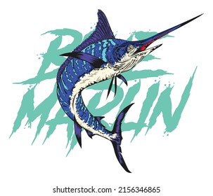 Pescado de marlín azul iluminado por diseño