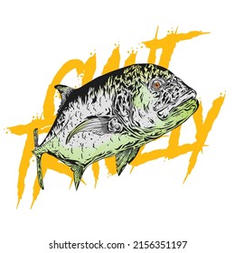 design illustraion giant trevally fish