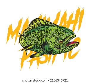 Design illustraion green mahi-mahi fish