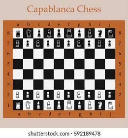 Design illustration 100 square chess games of Capablanca. Vector