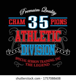 design illustration athletic division, original typography, t-shirt graphics
