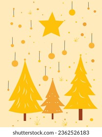fondo de ilustración de diseño con imágenes de árboles y adornos
