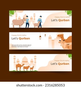 design and illustration of banner collection with Eid Al-Adha theme, islamic festival
