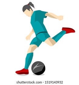 design illustration, Cartoon character vector soccer player. soccer player, shoot the ball.