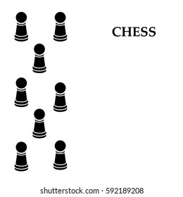 Design illustration of chess pieces pawns. Black on white. Vector