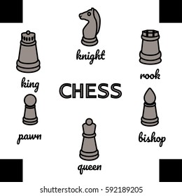 Design illustration of chess pieces. Vector