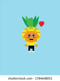 Design illustration of a child dressed in pineapple