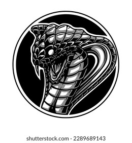 Design illustration of cobra snake head in vector form. Color can be adjusted.