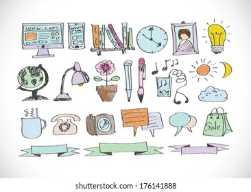 design illustration concept icons set for business working 