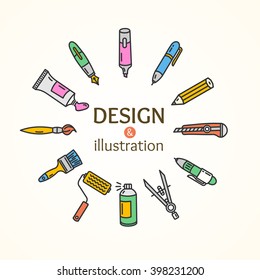 Design and Illustration Concept. Tools Set. 