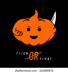 Design Illustration Concepts Halloween's Pumkin. Trick or Treat. Stylish Text. Vector Illustration. Concepts Web Banner and Printed Materials. Trendy and Beautiful. Flat Elements 