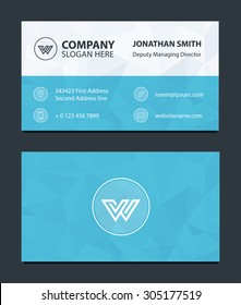Design illustration concepts for simple light business card template. Triangles colored background with blurred. Logo letter W.