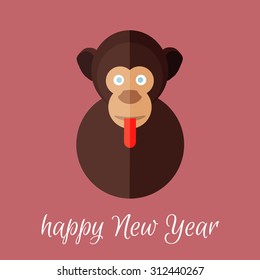 Design Illustration Concepts Symbol New Year. Monkey. Vector Illustration