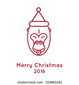 Design Illustration Concepts Symbol New Year. Monkey. 2016. Vector Illustration. Concepts Web Banner and Printed Materials. Trendy and Beautiful. Flat Elements