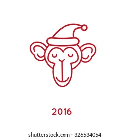 Design Illustration Concepts Symbol New Year. Monkey. 2016. Vector Illustration. Concepts Web Banner and Printed Materials. Trendy and Beautiful. Flat Elements