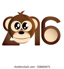 Design Illustration Concepts Symbol New Year. Monkey. 2016. Vector Illustration. Concepts Web Banner and Printed Materials. Trendy and Beautiful. Flat Elements