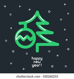 Design Illustration Concepts Symbol New Year. Monkey. 2016. Vector Illustration. Concepts Web Banner and Printed Materials. Trendy and Beautiful. Flat Elements