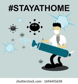 design illustration of COVID-19 to stay at home