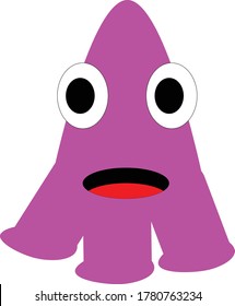 design illustration of a cute three-legged purple doodle monster character