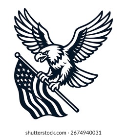 Águila de la ilustración del diseño con la línea del Vector de la bandera americana
