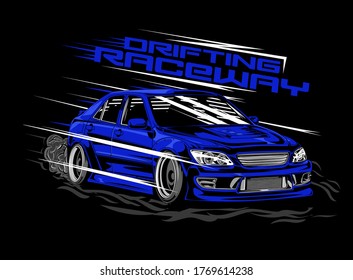 design illustration of a fast moving drift car