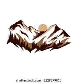 a design illustration in the form of a mountain in nature that is very futuristic and simple but attractive