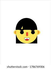 Design illustration of a girl's face with straight black hair. good for salon brands