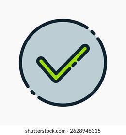 Design Illustration graphic of check mark icon with colored outline style. Suitable for UI, mobile design, web design, etc.
